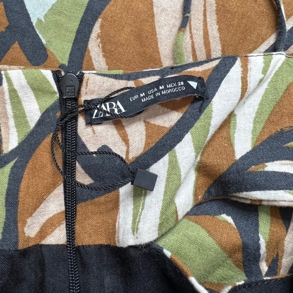 NWT Zara linen blend tropical print cut out mini dress M - Picture 13 of 15